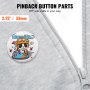 Botón pinback en tela gris, tamaño de 2,25&quot;, con personaje de dibujos animados. Perfecto para manualidades y artes de bricolaje.