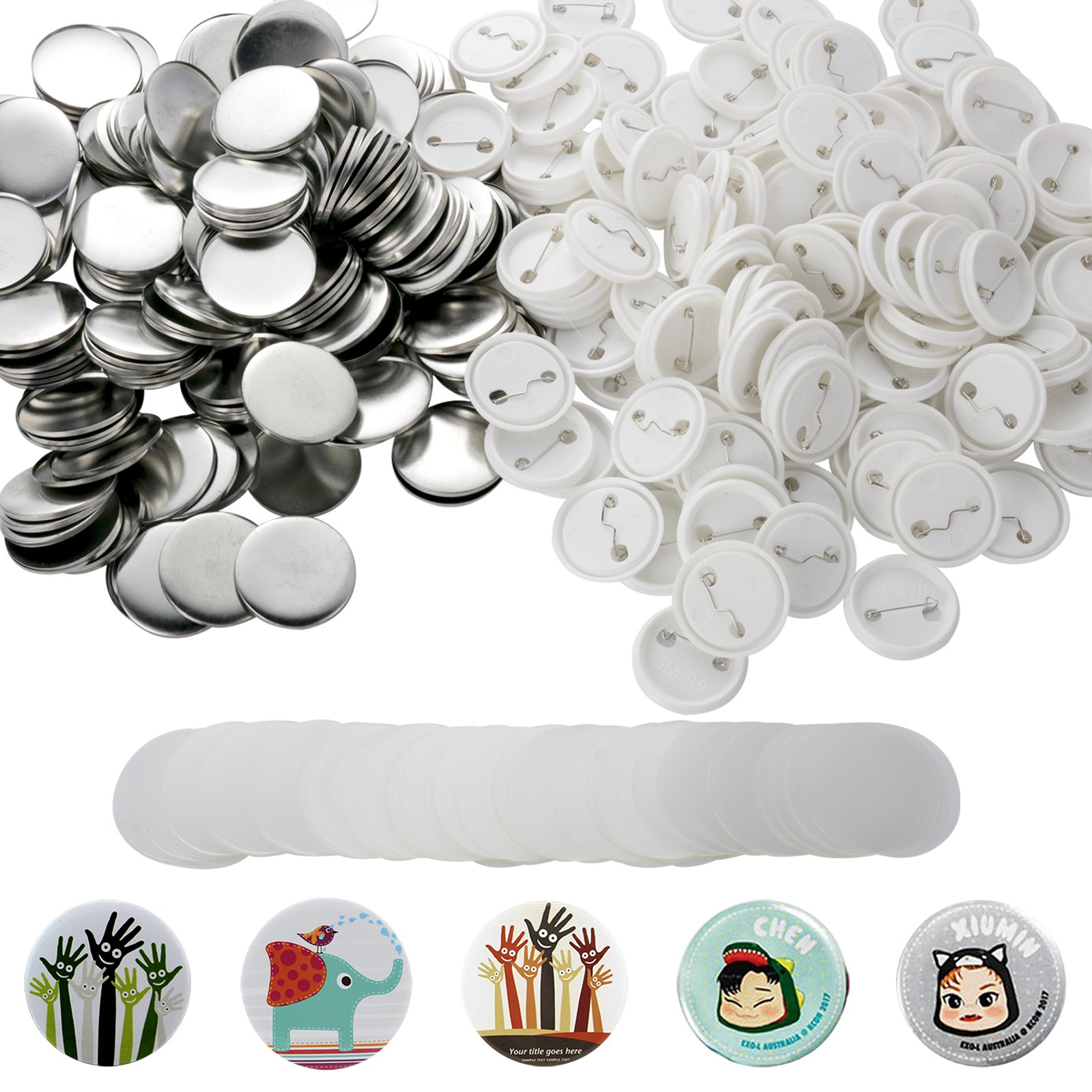 Vevor 500 Pcs Insignia De Botón Pin En Blanco Bricolaje 44 Mm Piezas De Botón