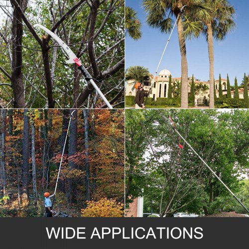 VEVOR Sierra con Mango Telescópica de Poda 1,8-7,2 m, Ramas Telescópica de Sierra de 59 cm, Sierra Extensible de Acero Endurecido, Sierra de Espesor de 1 mm para Césped Jardín Patio 4 Ángulos de Corte