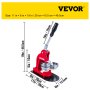 Fabricante de botones VEVOR en rojo con dimensiones resaltadas.