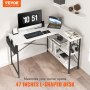 VEVOR Escritorio de Esquina 120x89x76 cm Carga de 90 kg Escritorio en Forma de L con Bolsa de Almacenamiento, Elevador de Monitor y Soporte de CPU Mesa de Ordenador para Estudio Trabajo Casa Blanco