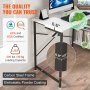 VEVOR Escritorio de Esquina 120x89x76 cm Carga de 90 kg Escritorio en Forma de L con Bolsa de Almacenamiento, Elevador de Monitor y Soporte de CPU Mesa de Ordenador para Estudio Trabajo Casa Blanco