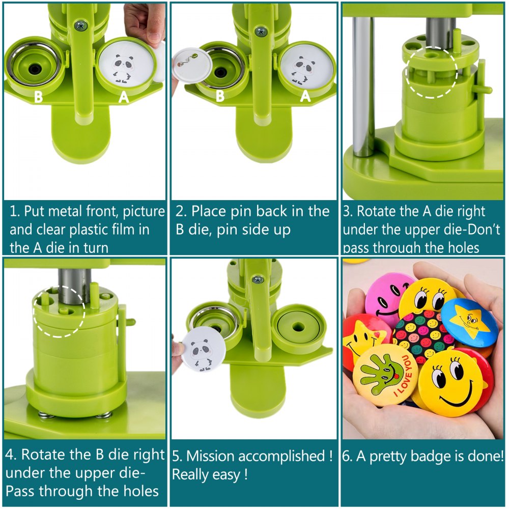 Vevor 37 Mm 1500 Botones Máquina Para Fabricar Botones Chapas Personalizadas