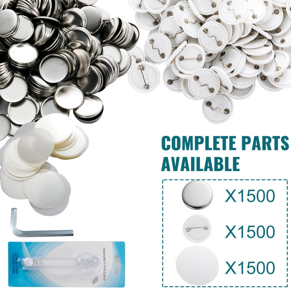 Vevor 37 Mm 1500 Botones Máquina Para Fabricar Botones Chapas Personalizadas