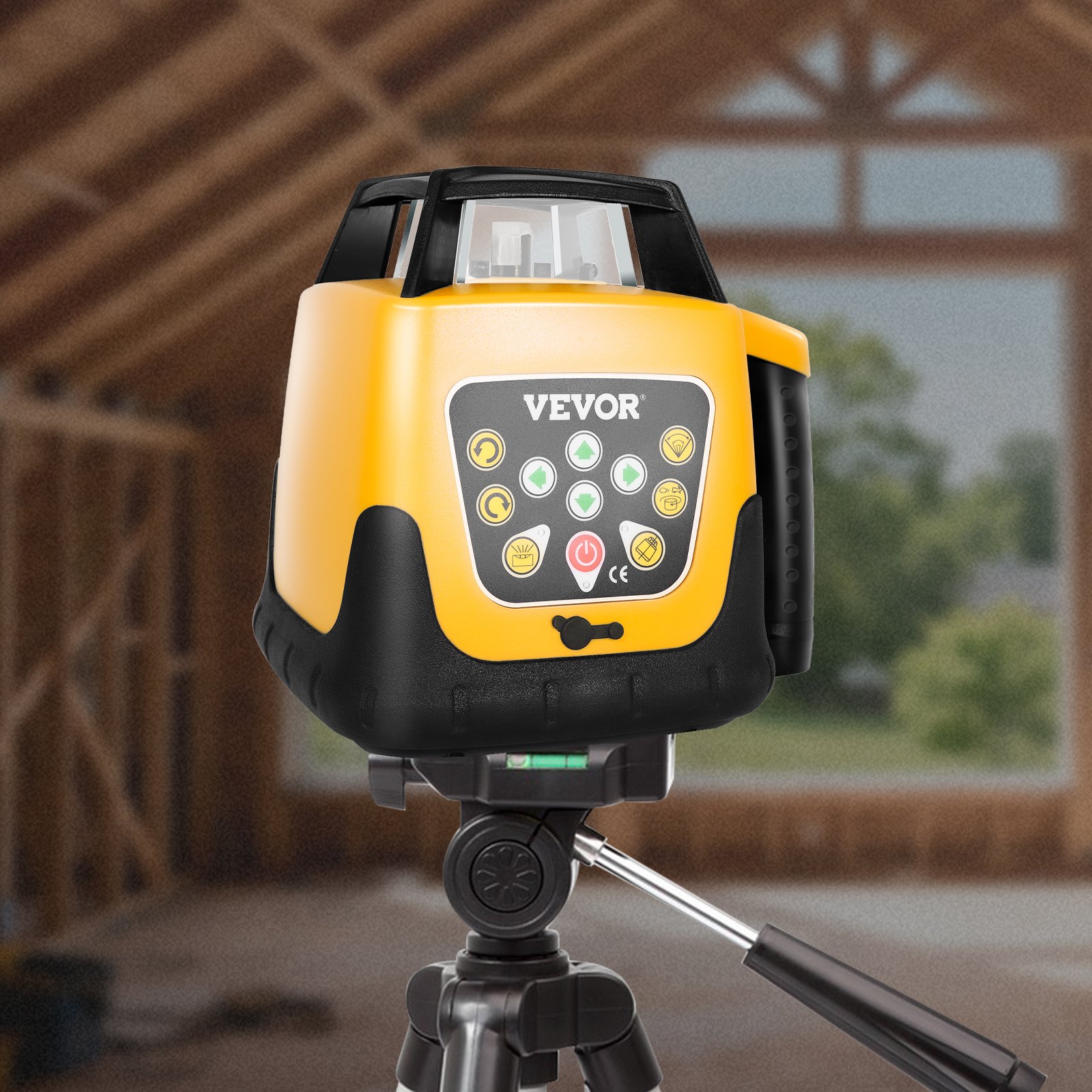 VEVOR Kit de Nivel Láser Giratorio, Haz Verde, Alcance 500 m, Inclinación Ajustable, Giro de 360 Grados, Autonivelación, Ángulo de Escaneo Flexible, Precisión, con Receptor de Control Remoto
