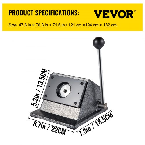 VEVOR Máquina para Fabricar Botones 32 mm Hierro Fundido Cortador de Insignia 22 x 18,5 x 13,5 cm Vida Útil 2,000,000 veces Cortador de Punzón Gráfico Máquina para Hacer Pines Chapas Personalizadas