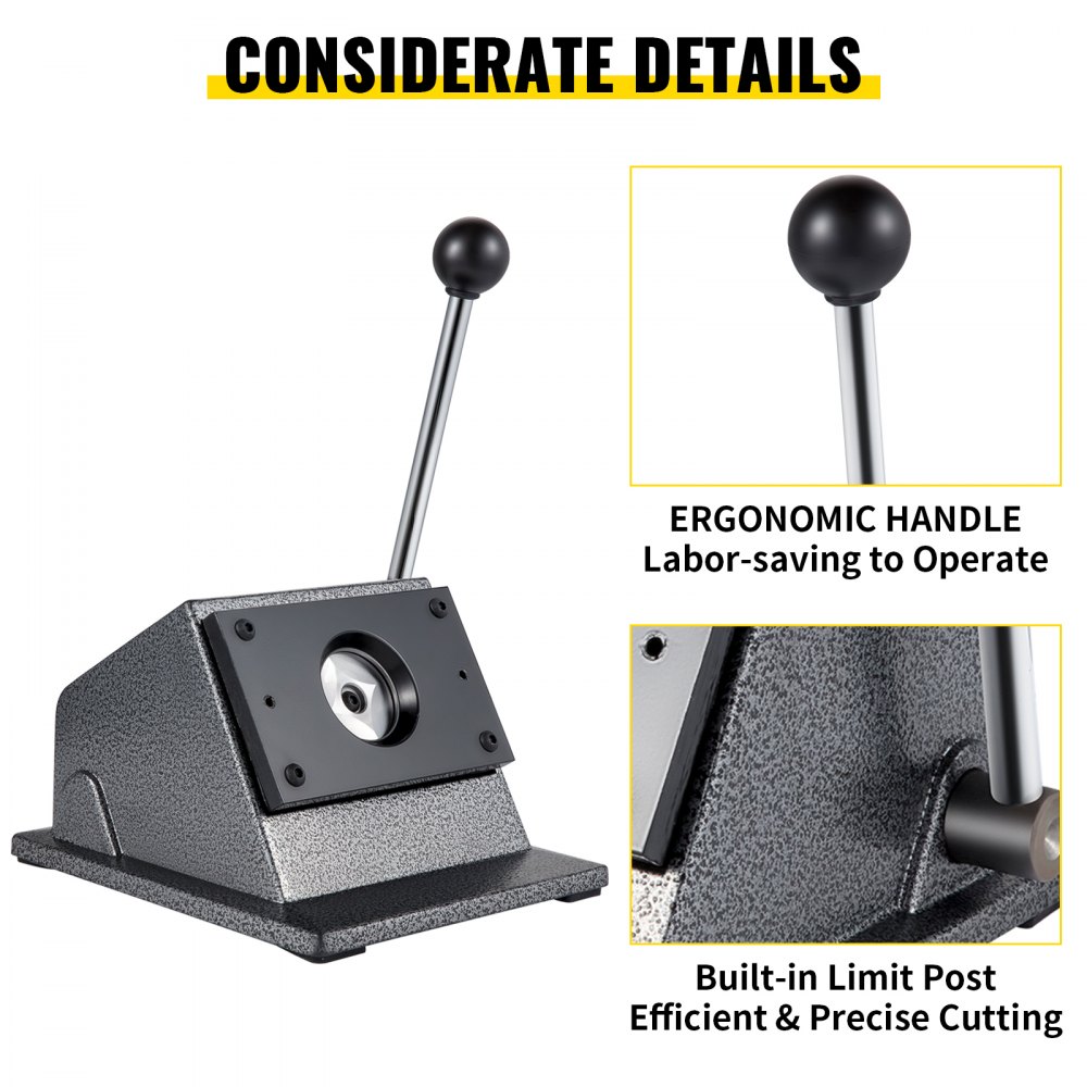 VEVOR Máquina para Fabricar Botones 44 mm Hierro Fundido Cortador de Insignia 22 x 18,5 x 13,5 cm Vida Útil 2,000,000 veces Cortador de Punzón Gráfico Máquina para Hacer Pines Chapas Personalizadas