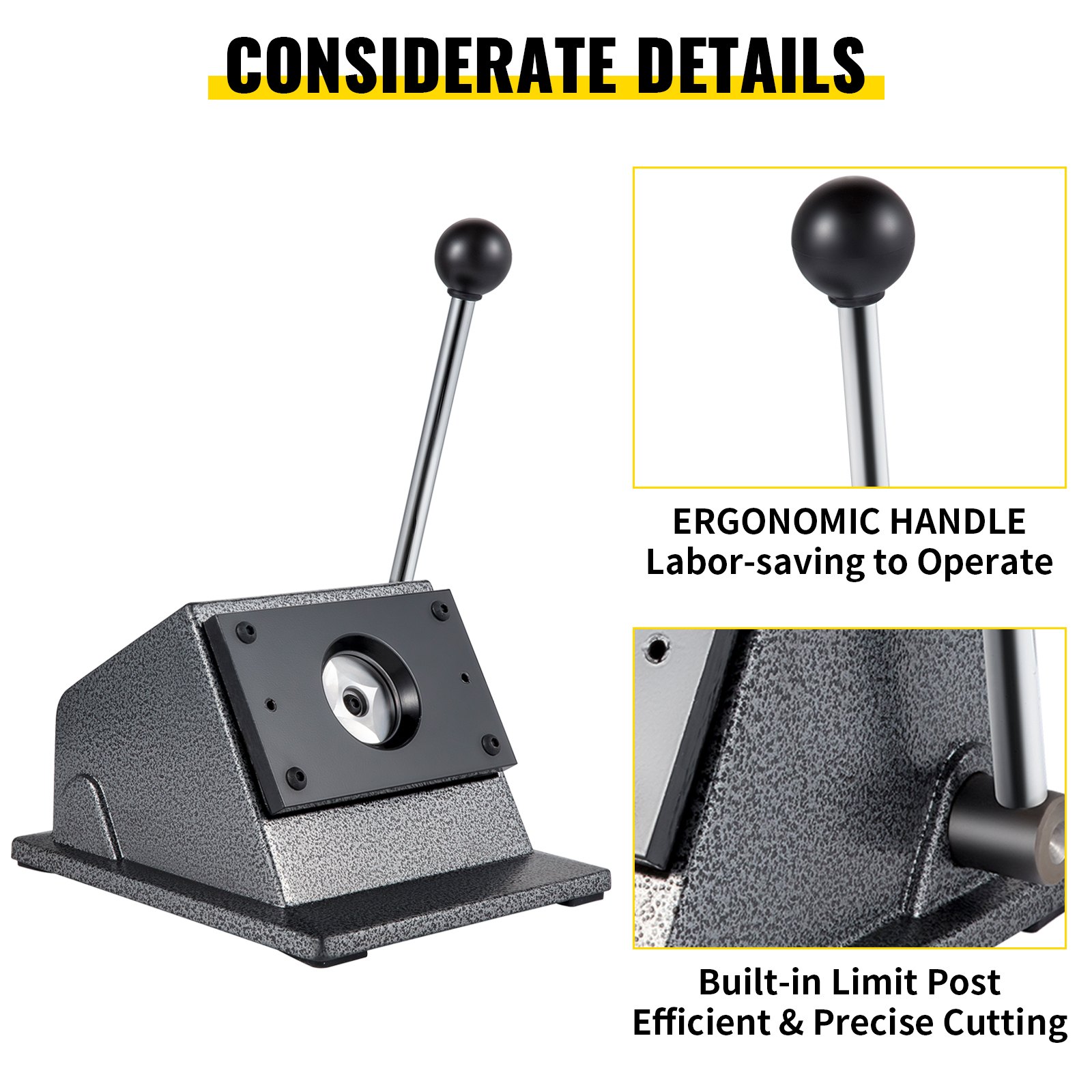 VEVOR Máquina para Fabricar Botones 44 mm Hierro Fundido Cortador de Insignia 22 x 18,5 x 13,5 cm Vida Útil 2,000,000 veces Cortador de Punzón Gráfico Máquina para Hacer Pines Chapas Personalizadas