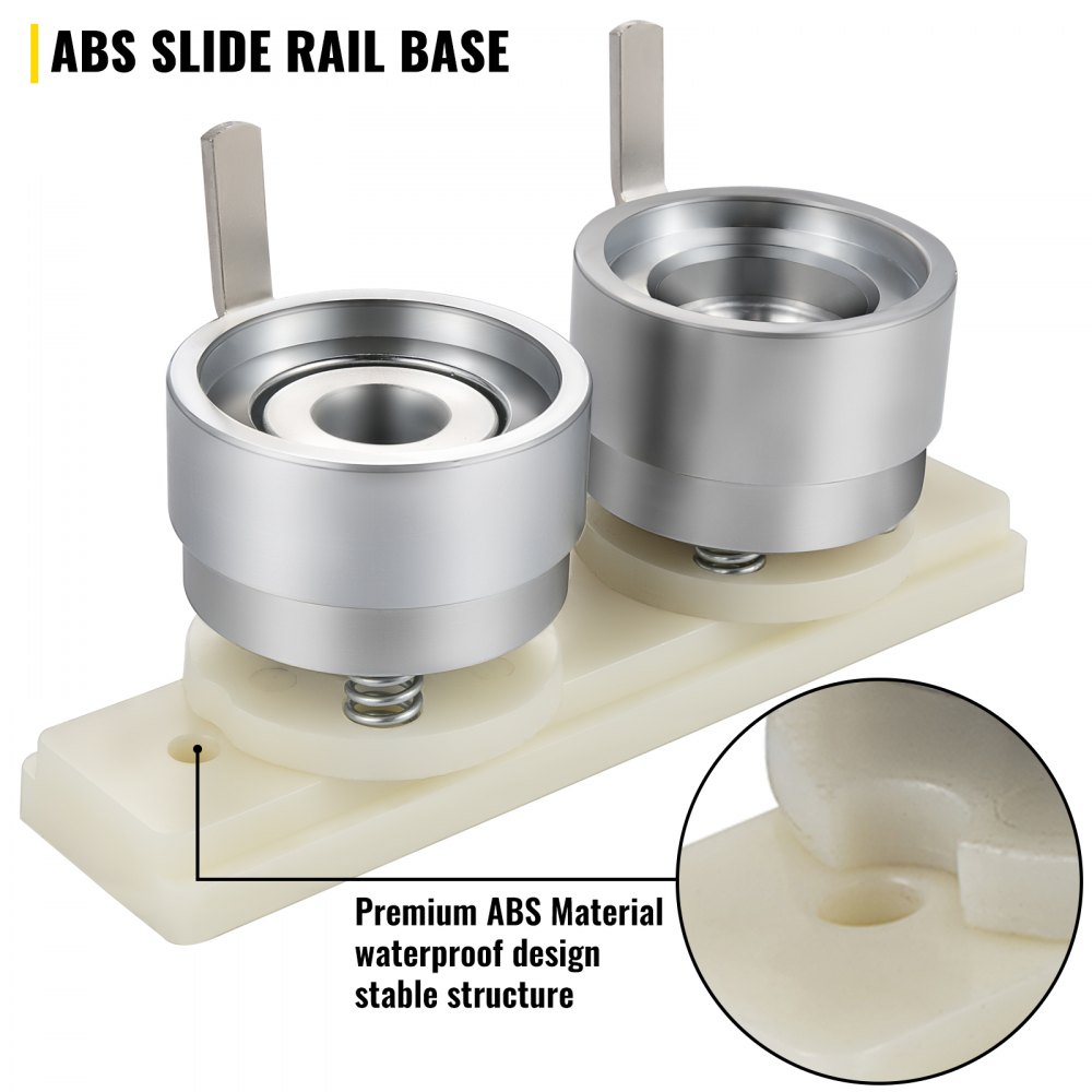 VEVOR Molde para Insignias Matriz de 32 mm Molde Redondo para Insignia de Acero al Carbono Base de Riel Deslizante Plástico ABS Molde para Botones Redondos Accesorios Exclusivos de Máquina de Insignia