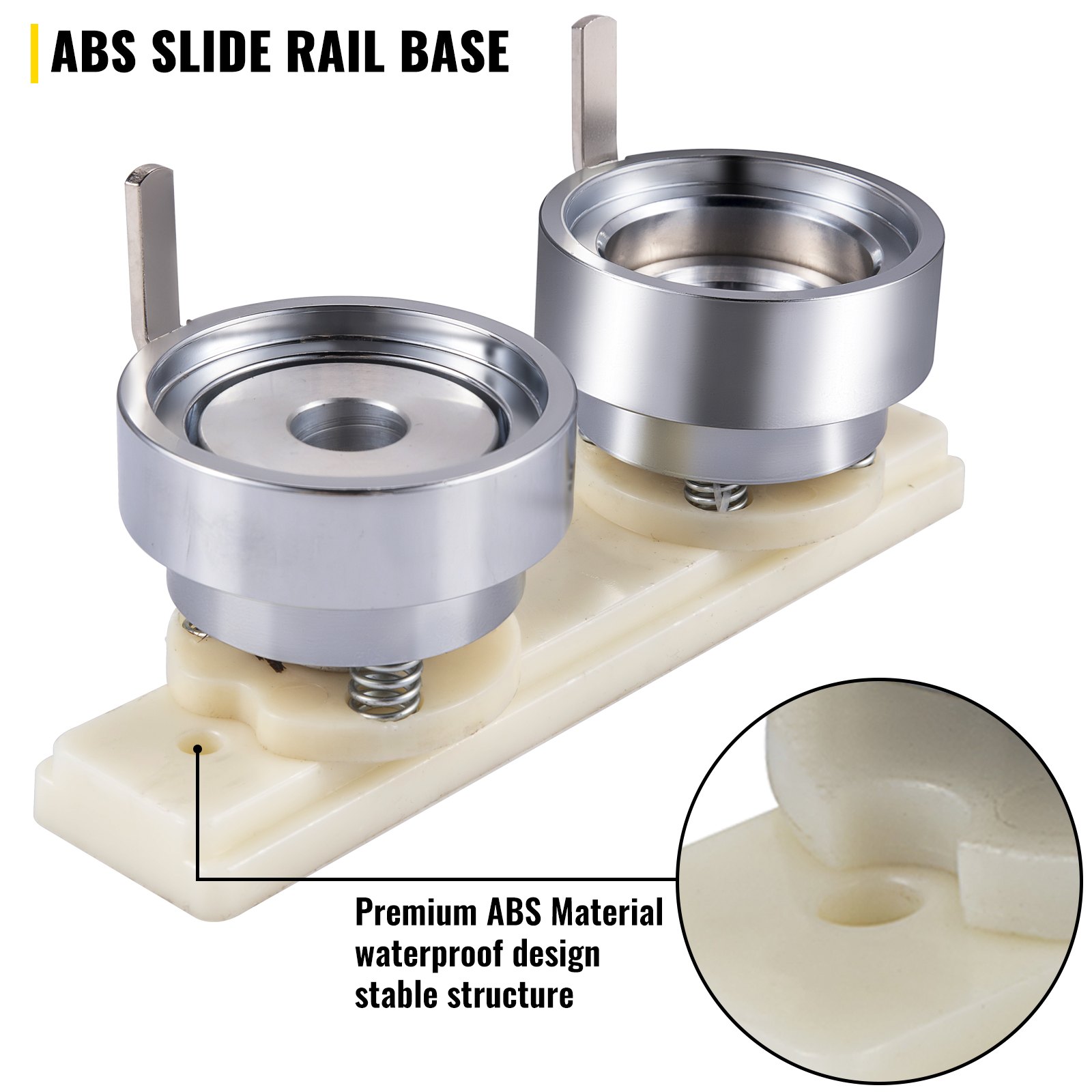VEVOR Molde para Insignias Matriz de 44 mm Molde Redondo para Insignia de Acero al Carbono Base de Riel Deslizante Plástico ABS Molde para Botones Redondos Accesorios Exclusivos de Máquina de Insignia