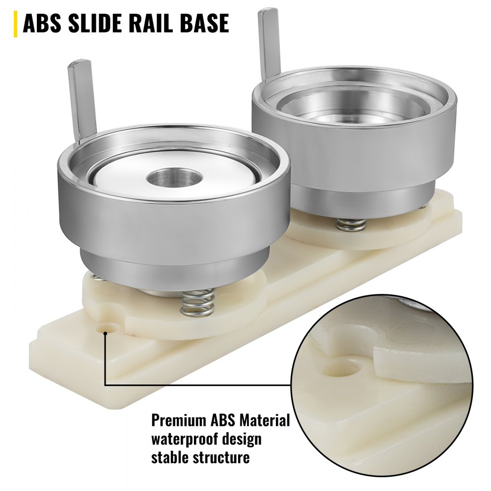 VEVOR Molde para Insignias Matriz de 50 mm Molde Redondo para Insignia de Acero al Carbono Base de Riel Deslizante Plástico ABS Molde para Botones Redondos Accesorios Exclusivos de Máquina de Insignia
