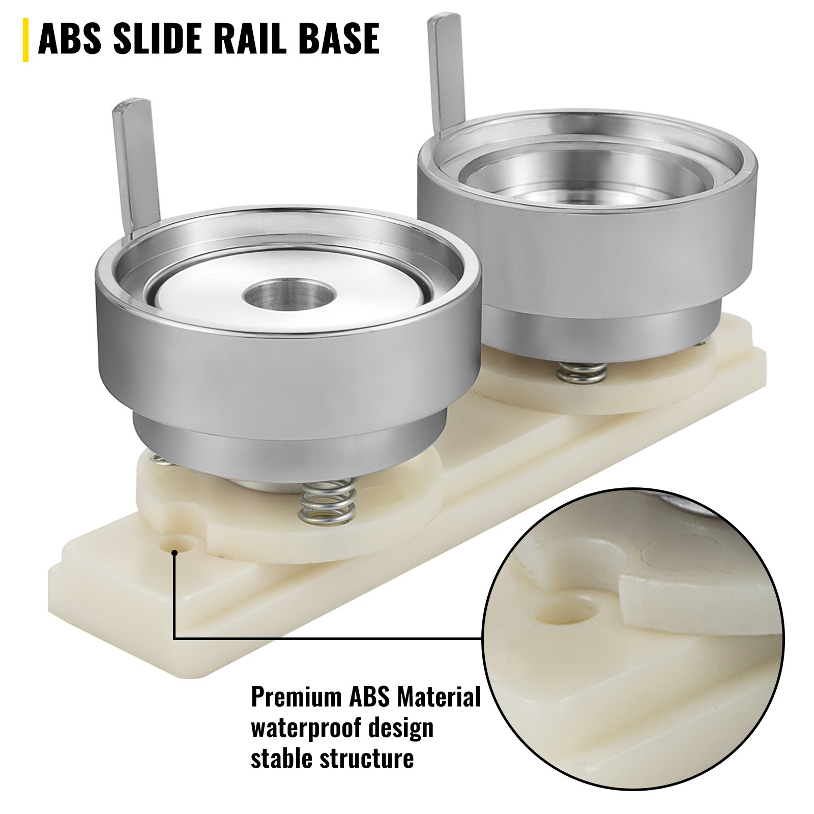 VEVOR Molde para Insignias Matriz de 50 mm Molde Redondo para Insignia de Acero al Carbono Base de Riel Deslizante Plástico ABS Molde para Botones Redondos Accesorios Exclusivos de Máquina de Insignia