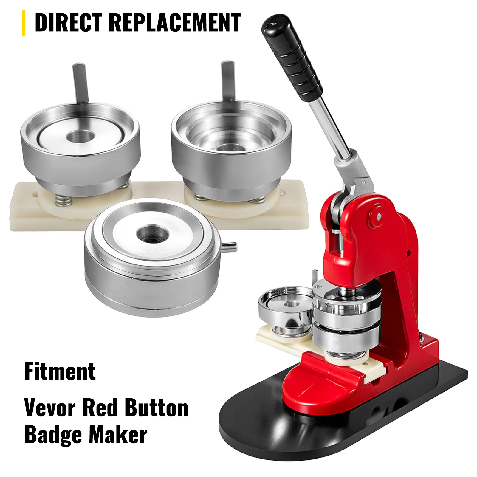 VEVOR Molde para Insignias Matriz de 50 mm Molde Redondo para Insignia de Acero al Carbono Base de Riel Deslizante Plástico ABS Molde para Botones Redondos Accesorios Exclusivos de Máquina de Insignia