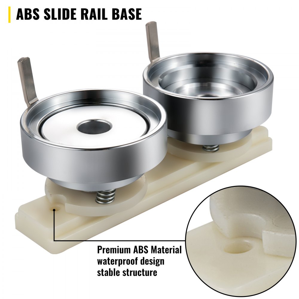 VEVOR Molde para Insignias Matriz de 58 mm Molde Redondo para Insignia de Acero al Carbono Base de Riel Deslizante Plástico ABS Molde para Botones Redondos Accesorios Exclusivos de Máquina de Insignia