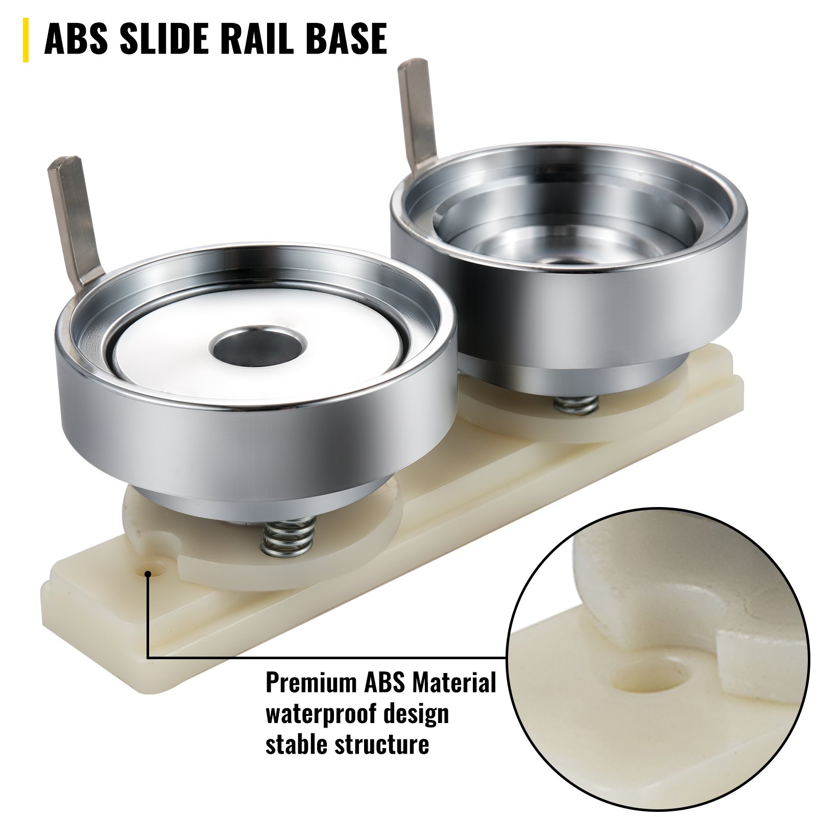 VEVOR Molde para Insignias Matriz de 58 mm Molde Redondo para Insignia de Acero al Carbono Base de Riel Deslizante Plástico ABS Molde para Botones Redondos Accesorios Exclusivos de Máquina de Insignia