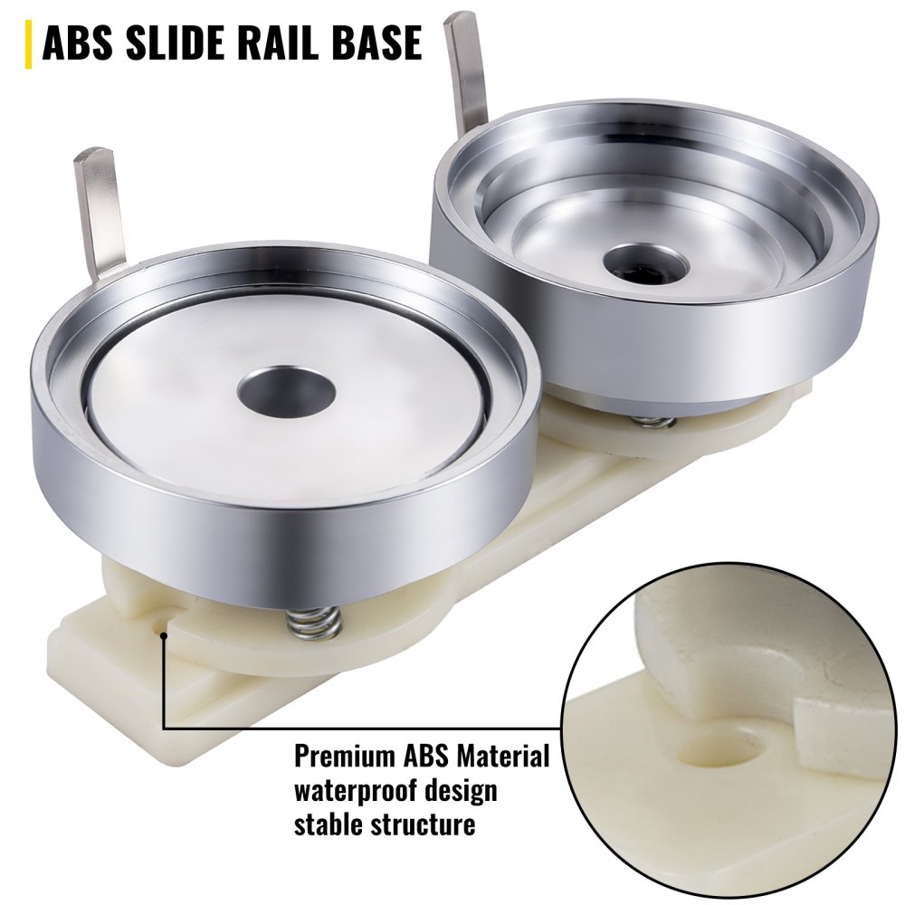 VEVOR Molde para Insignias Matriz de 75 mm Molde Redondo para Insignia de Acero al Carbono Base de Riel Deslizante Plástico ABS Molde para Botones Redondos Accesorios Exclusivos de Máquina de Insignia