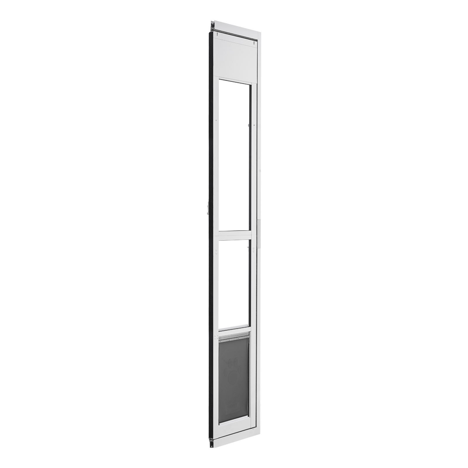 VEVOR Puerta Batiente de Vidrio con Entrada para Perros, Puerta para Mascota 26 x 41,3 cm, Marco de Aleación de Aluminio, Instalación sin taladrar, Compatible con Perros Grandes Gatos, Color Blanco