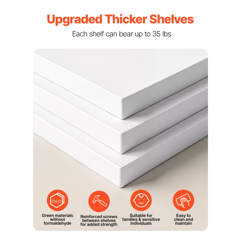 VEVOR Zapatero Ajustable, Armario para 28 Pares de Zapatos, 7 Estantes y 4 Compartimentos, Giratorio 360°, con Ruedas, Ideal para Dormitorio, Sala de Estar o Recibidor, Blanco, 588 x 588 x 1646 mm