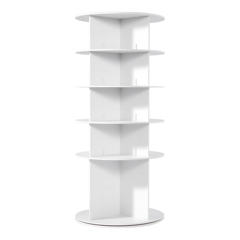 VEVOR Zapatero, Armario para 20 Pares de Zapatos, 5 Estantes y 4 Compartimentos, Giratorio 360°, Ahorra Espacio, Ideal para Dormitorio, Sala de Estar o Recibidor, Color Blanco, 598 x 598 x 1350 mm