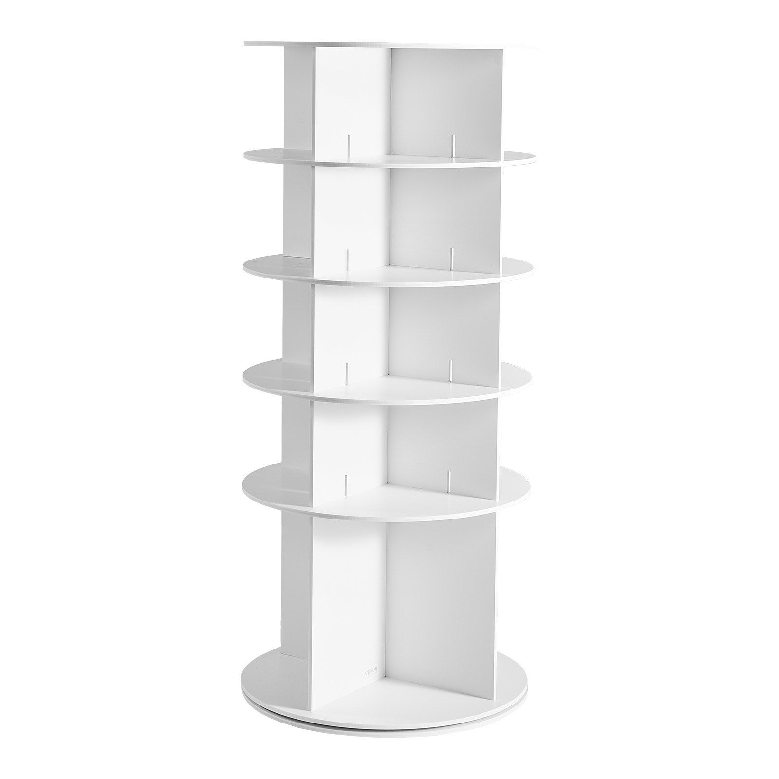 VEVOR Zapatero, Armario para 20 Pares de Zapatos, 5 Estantes y 4 Compartimentos, Giratorio 360°, Ahorra Espacio, Ideal para Dormitorio, Sala de Estar o Recibidor, Color Blanco, 598 x 598 x 1350 mm