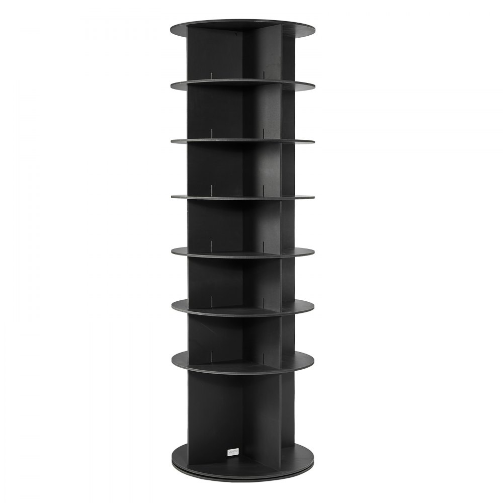 VEVOR Zapatero, Armario para 28 Pares de Zapatos, 7 Estantes y 4 Compartimentos, Giratorio 360°, Ahorra Espacio, Ideal para Dormitorio, Sala de Estar o Recibidor, Color Negro, 598 x 598 x 1805 mm