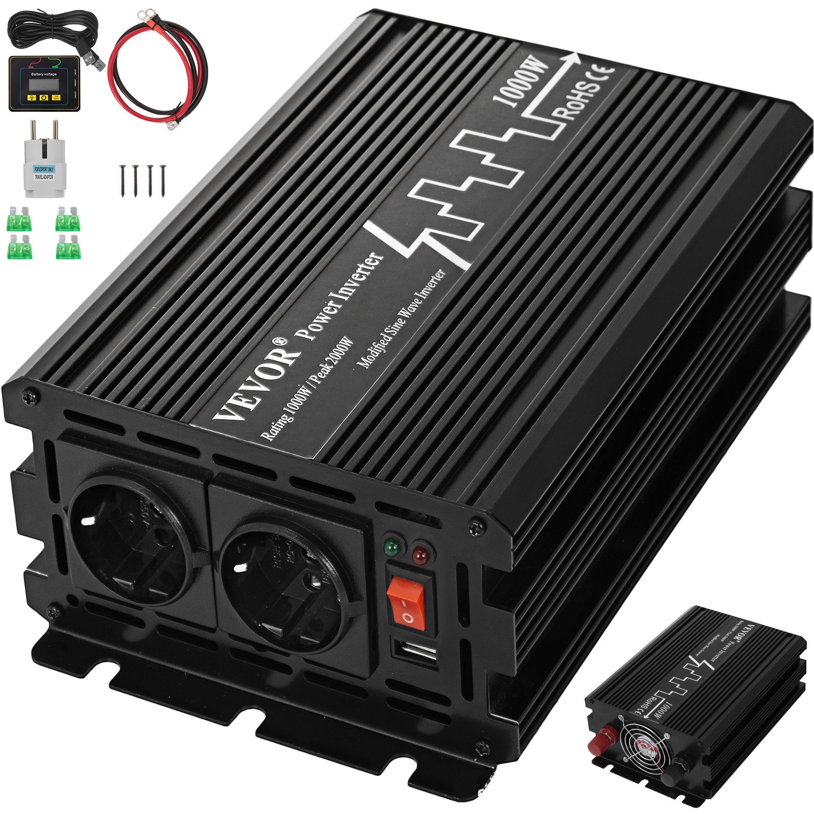Inversor De Corriente Onda Modificada 1000w 2000w Transformador 24v A 230v