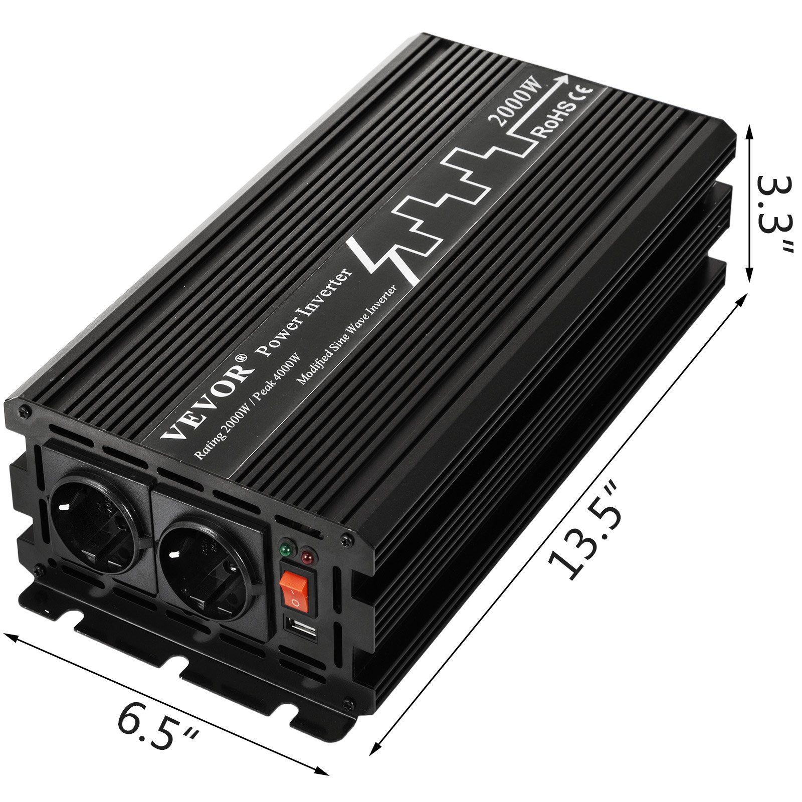 Inversor De Corriente Onda Modificada 2000w Potencia Pico 4000w 24 V A 230 V