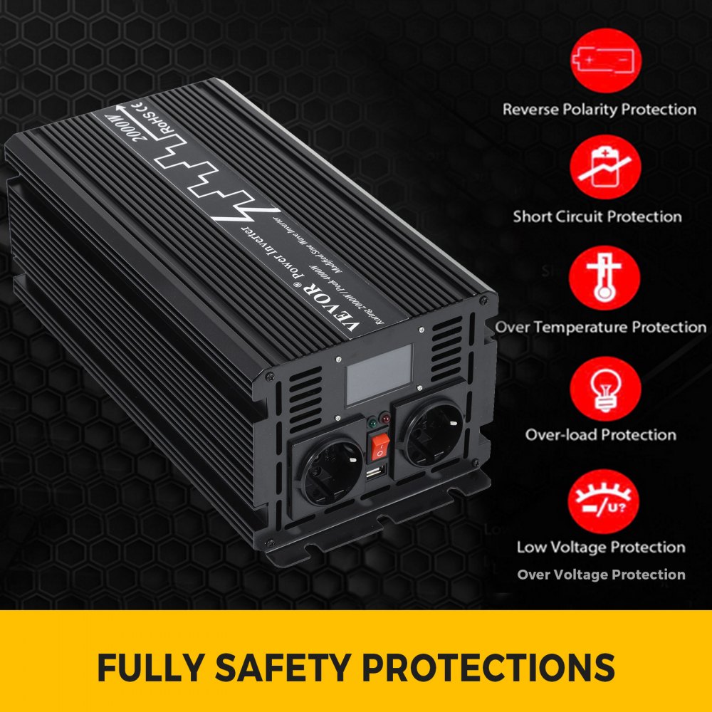 Inversor De Cadena Modificado Potencia 2000w 4000w 24v 230v Con Patalla Lcd