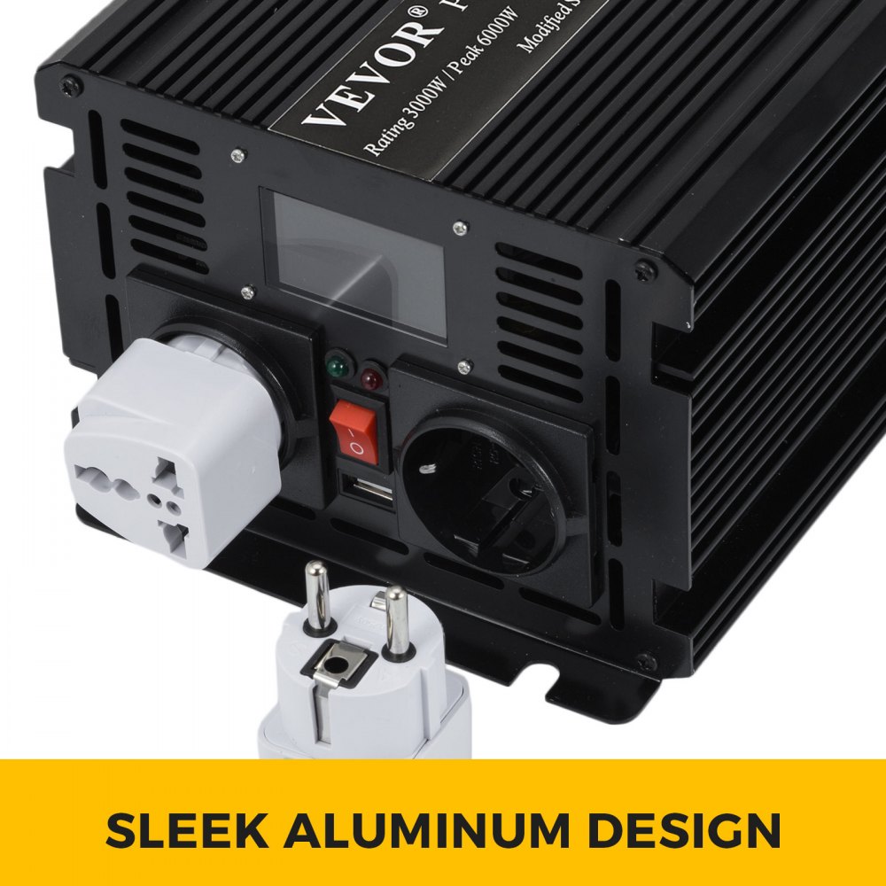 Inversor De Onda Sinusoidal Modificada Con Lcd 3000w / 6000w 12v Dc A 230v Ac