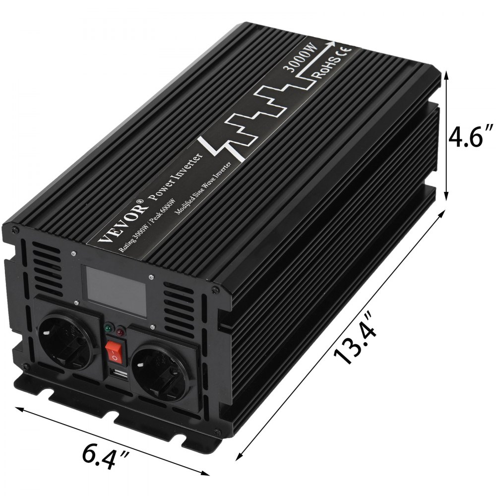Inversor De Onda Sinusoidal Modificada Con Lcd 3000w / 6000w 12v Dc A 230v Ac