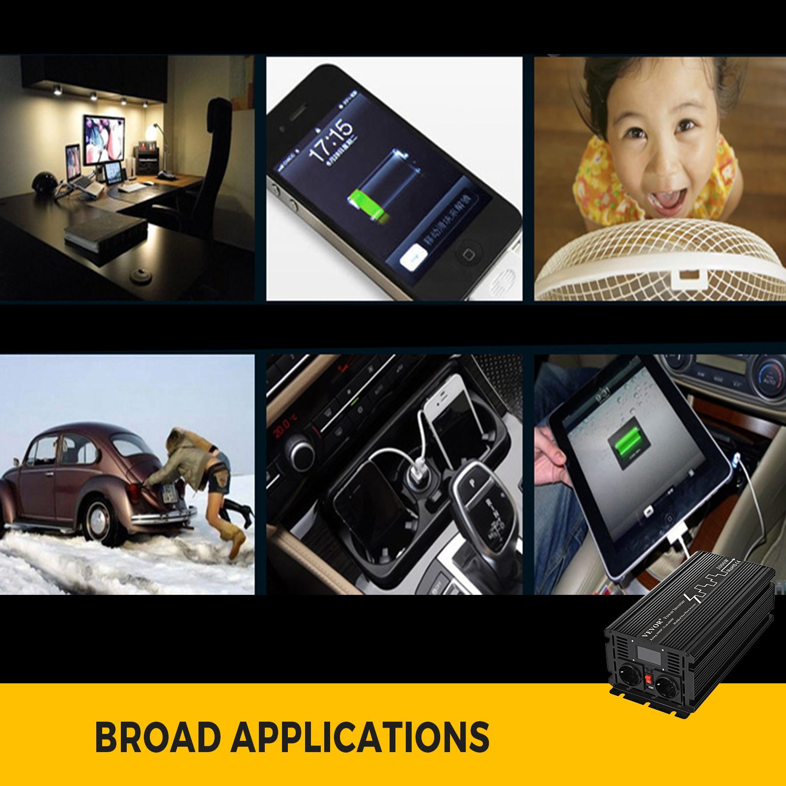 Inversor De Onda Sinusoidal Modificada Con Lcd 3000w / 6000w 12v Dc A 230v Ac