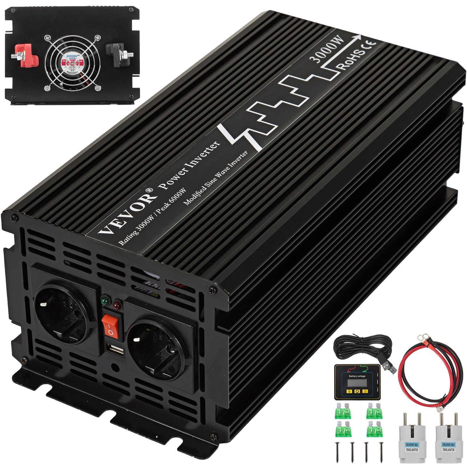 Convertidor 3000w 6000w Inversor De Onda Modificada 24v 230v Control Remoto