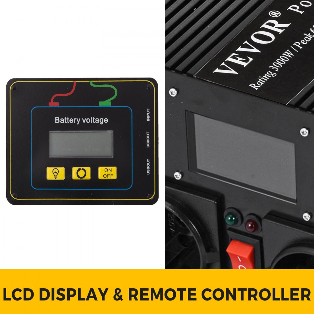 Inversor De Corriente Onda Modificada 3000w 6000w 24v A 230v Con Pantalla Lcd