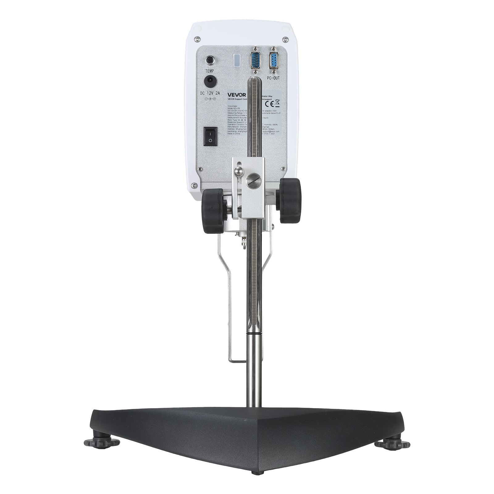 VEVOR Viscosímetro Rotatorio Digital 10-100.000 cP, Medidor de Viscosidad 100-240 V con 4 Rotores 1#, 2#, 3# y 4#, Sonda de Temperatura, Pantalla LCD, Probador de Viscosidad para Análisis de Fluidos