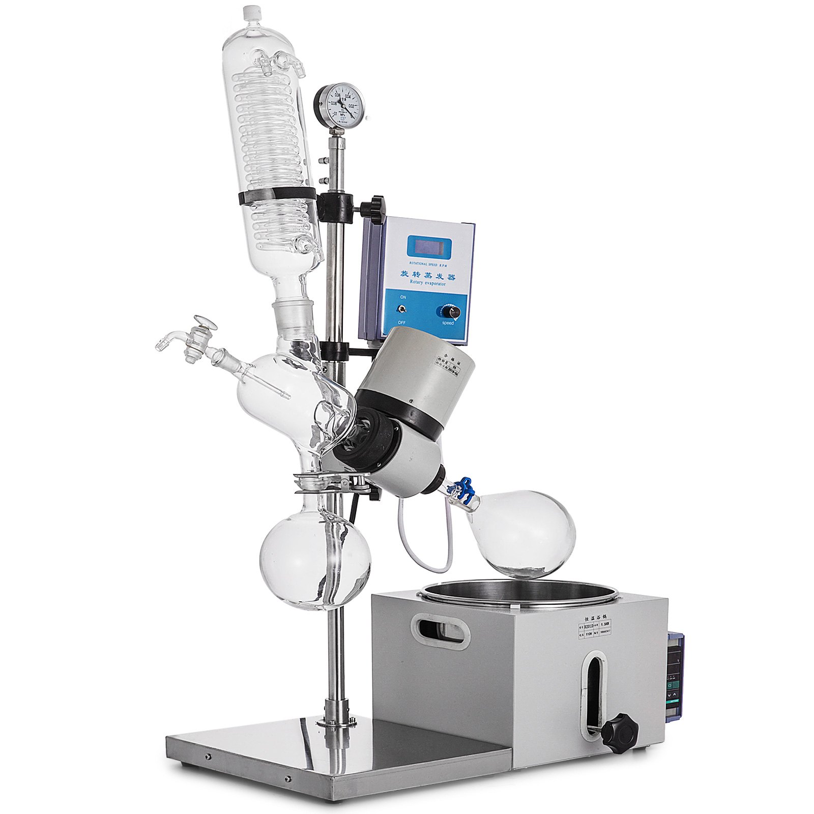 Evaporador Rotatorio 2l 0-120rpm Elevador Manual + Medidor De Vacío Laboratorio