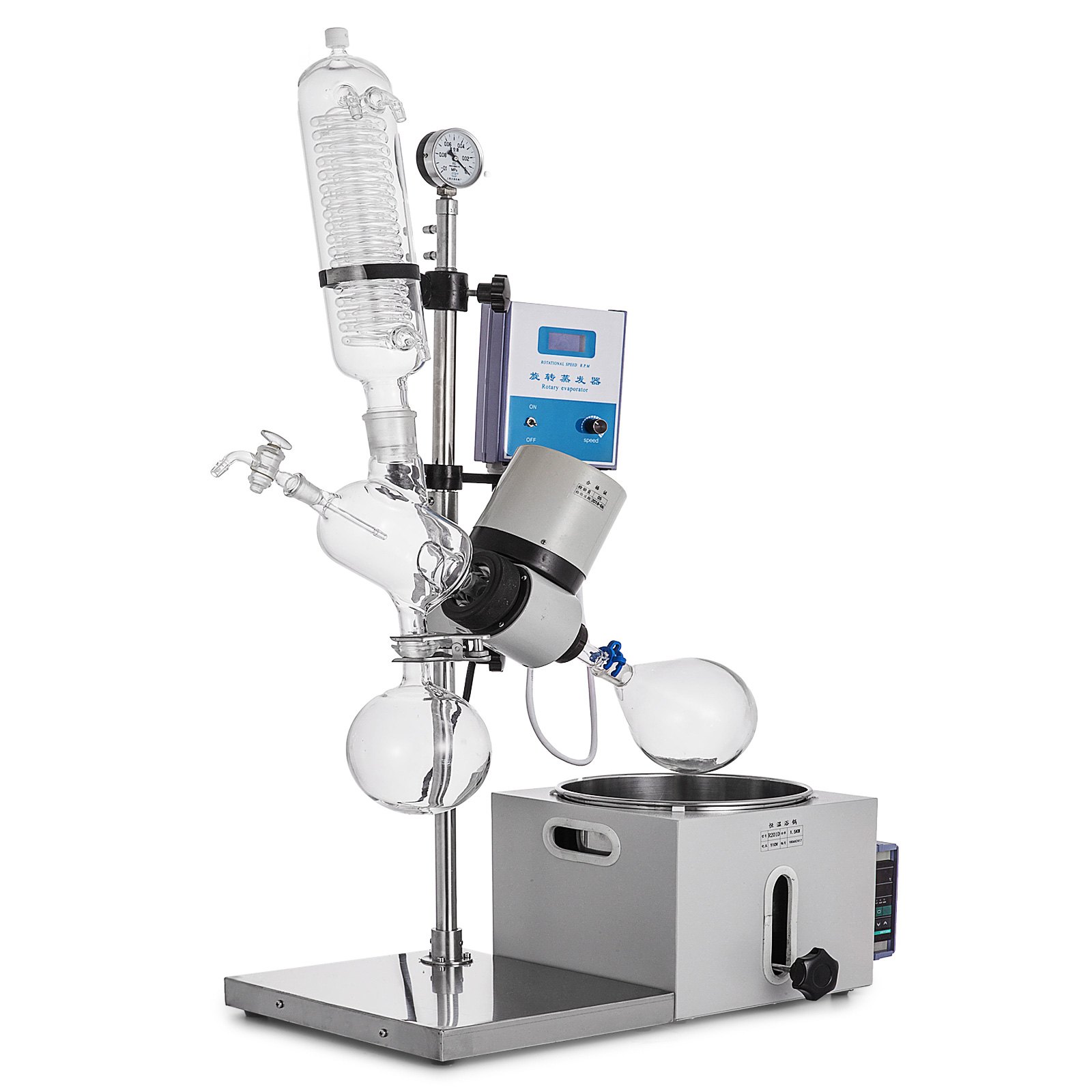 Evaporador Rotatorio 2l 0-120rpm Elevador Manual + Medidor De Vacío Laboratorio