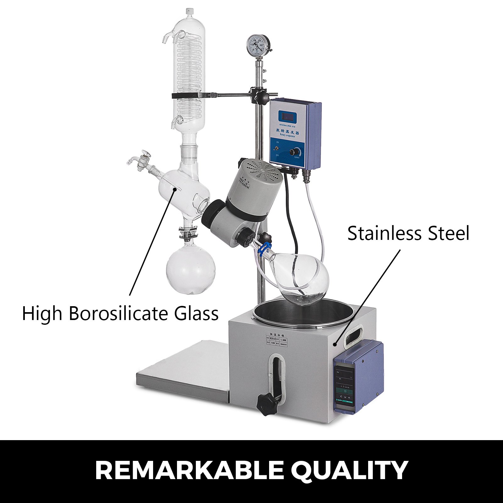 Evaporador Rotatorio 2l 0-120rpm Elevador Manual + Medidor De Vacío Laboratorio