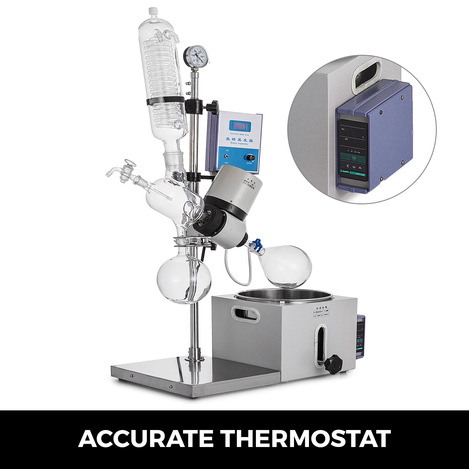 Evaporador Rotatorio 2l 0-120rpm Elevador Manual + Medidor De Vacío Laboratorio
