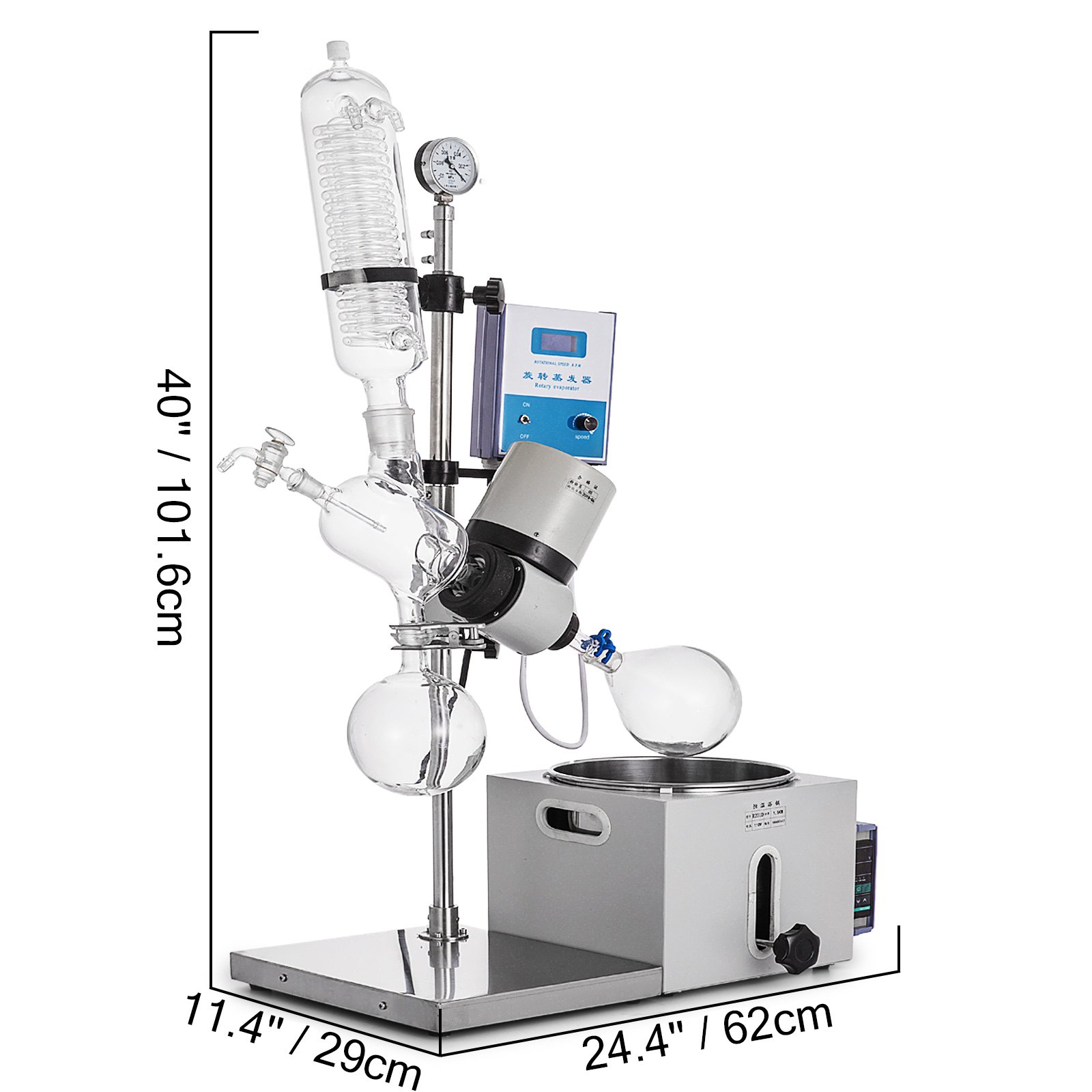 Evaporador Rotatorio 2l 0-120rpm Elevador Manual + Medidor De Vacío Laboratorio