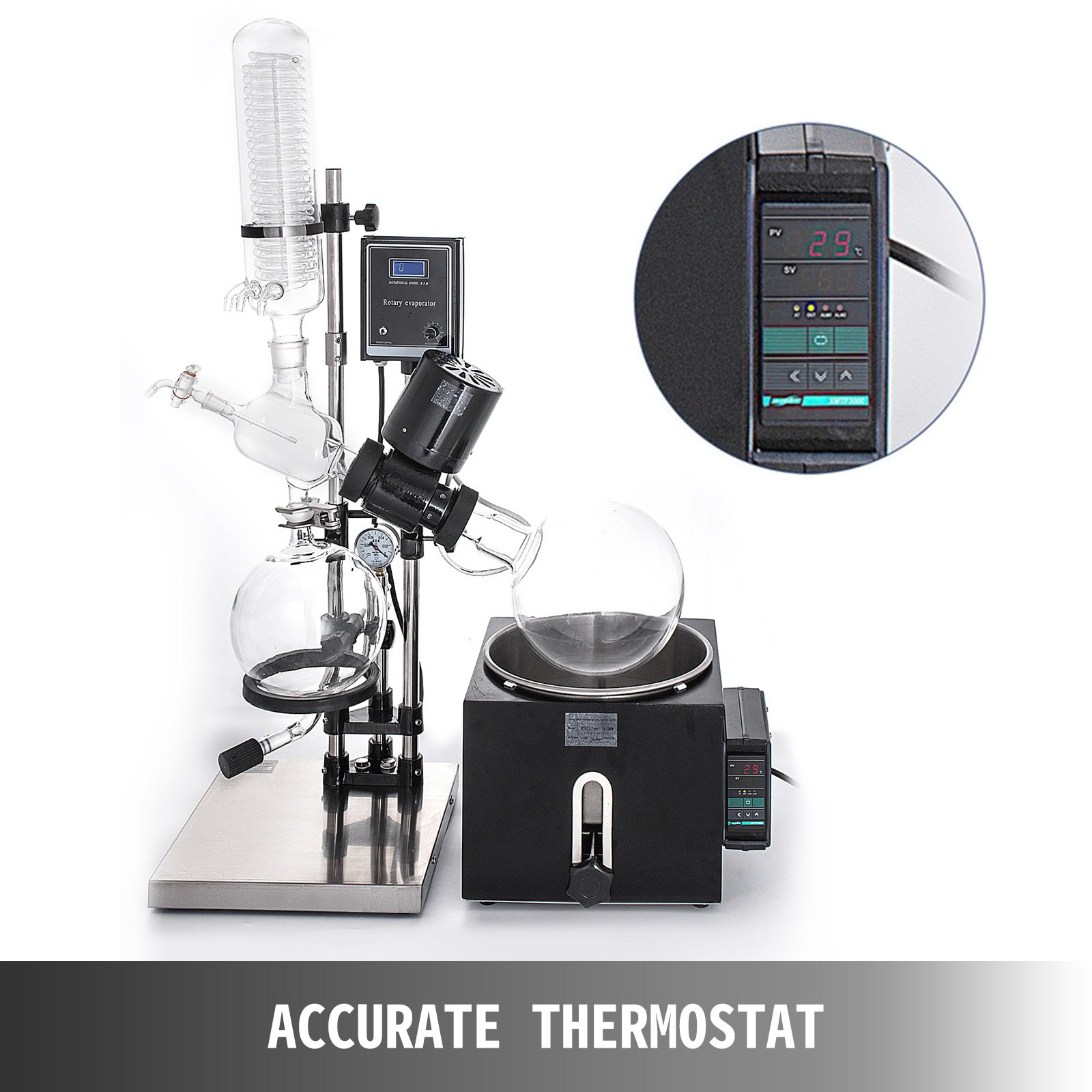 VEVOR 5L Rotary Evaporator Set 40W Rotary Evaporator Laboratory Equipment 12cm Rotavapor Laboratory Equipment Heating Water Bath