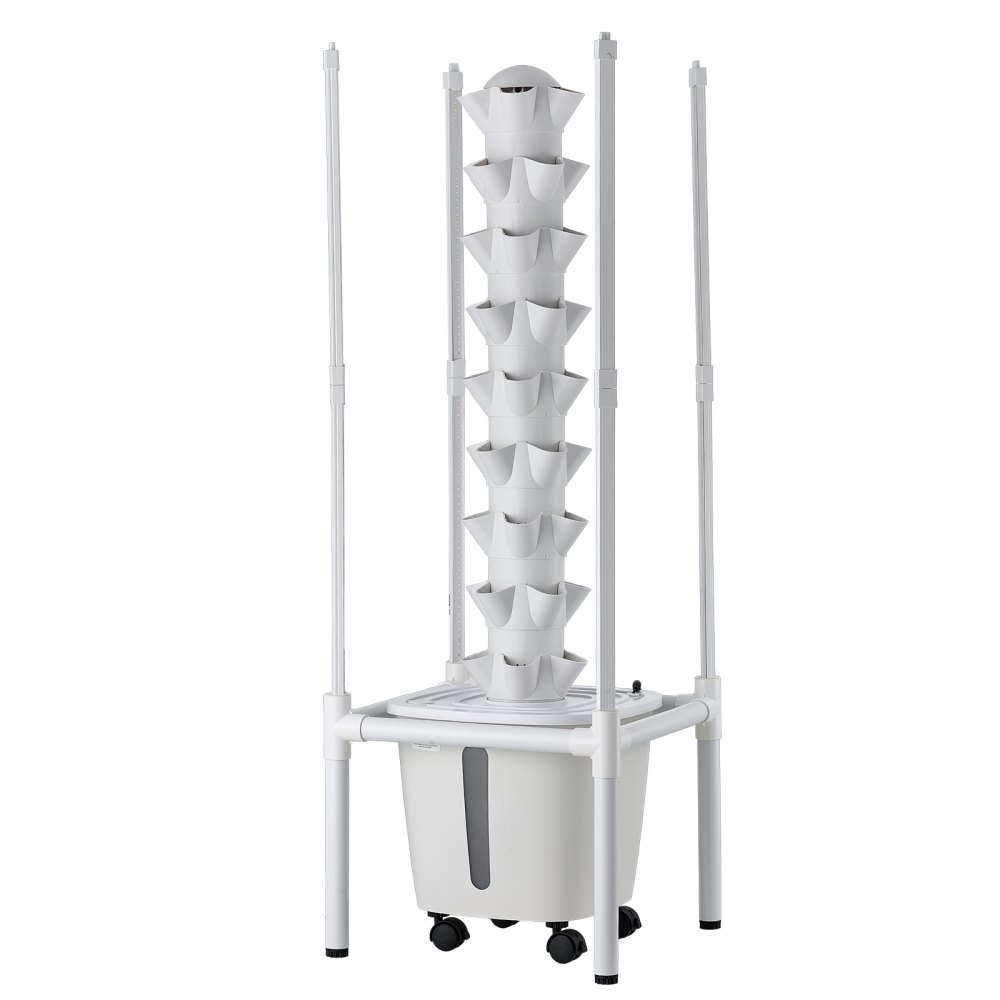 VEVOR Kit de Cultivo Hidropónico, Sistema de Torre Hidropónica de 9 Niveles 45 Agujeros, con Luces de Crecimiento Control por APP Ruedas Bomba de Agua, Depósito de 20 L, para Hierbas Frutas Vegetales