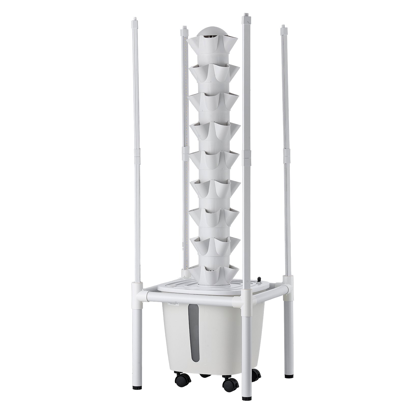 VEVOR Kit de Cultivo Hidropónico, Sistema de Torre Hidropónica de 9 Niveles 45 Agujeros, con Luces de Crecimiento Control por APP Ruedas Bomba de Agua, Depósito de 20 L, para Hierbas Frutas Vegetales