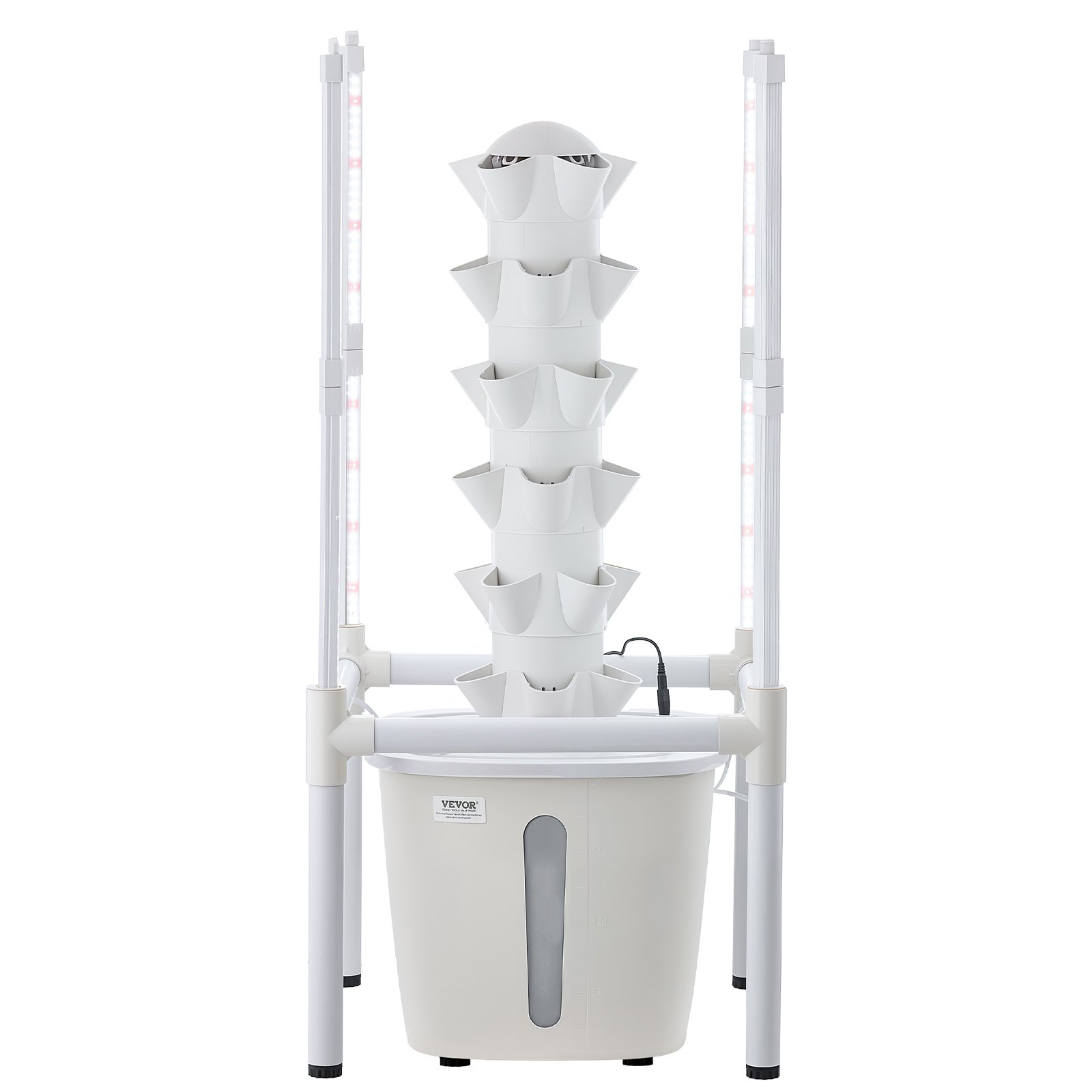 VEVOR Kit de Cultivo Hidropónico, Sistema de Torre Hidropónica, 6 Niveles y 30 Agujeros, con Luces LED Control de APP Bomba de Agua y Depósito de 20 L, Plantador Interior para Hierbas Frutas Vegetales