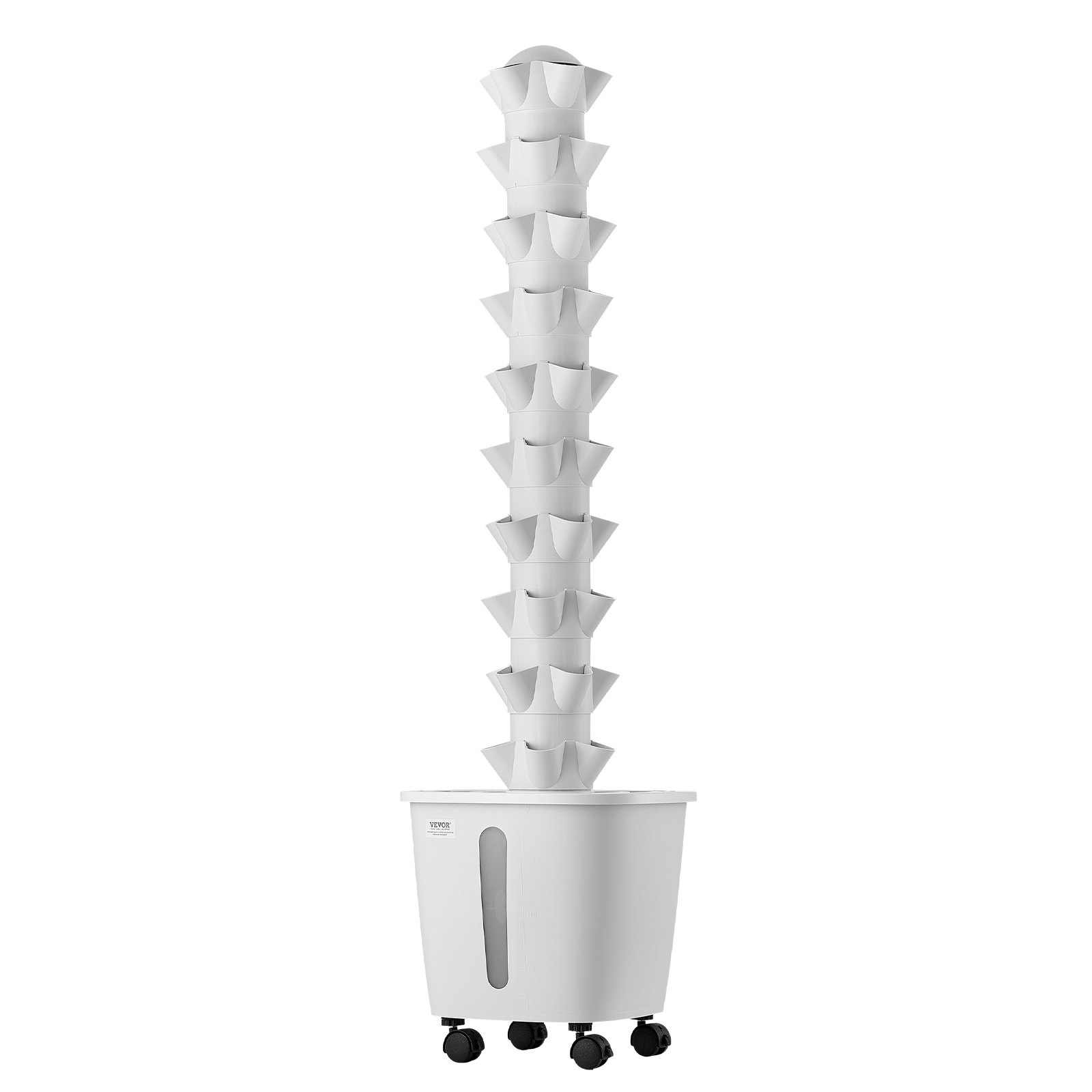 VEVOR Kit de Cultivo Hidropónico, Sistema de Torre Hidropónica, 10 Niveles y 50 Agujeros, con Ruedas Bomba de Agua y Depósito de 20 Litros, Control Inteligente, Torre de Plantación para Hierbas Frutas