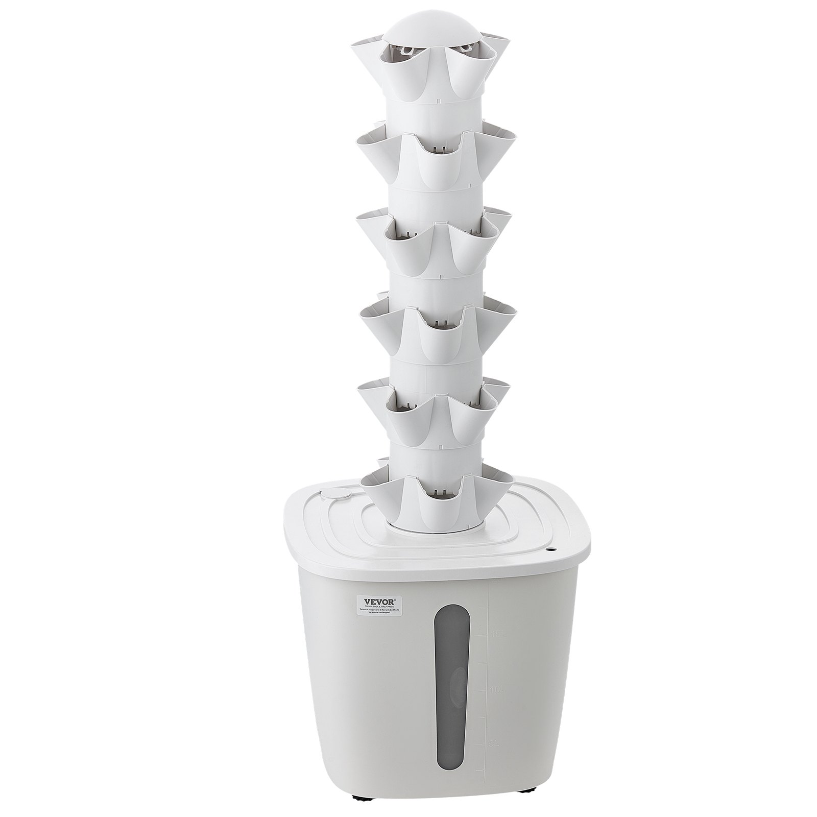 VEVOR Kit de Cultivo Hidropónico, Sistema de Torre Hidropónica de 6 Niveles y 30 Agujeros, con Bomba de Agua y Depósito de 20 L, Control de APP, Jardín Vertical Interior para Hierbas Frutas Verduras