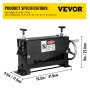 Máquina peladora de cables VEVOR: 52,9 libras, 16,5 x 4,5 x 9 pulgadas, negra con advertencia de seguridad.