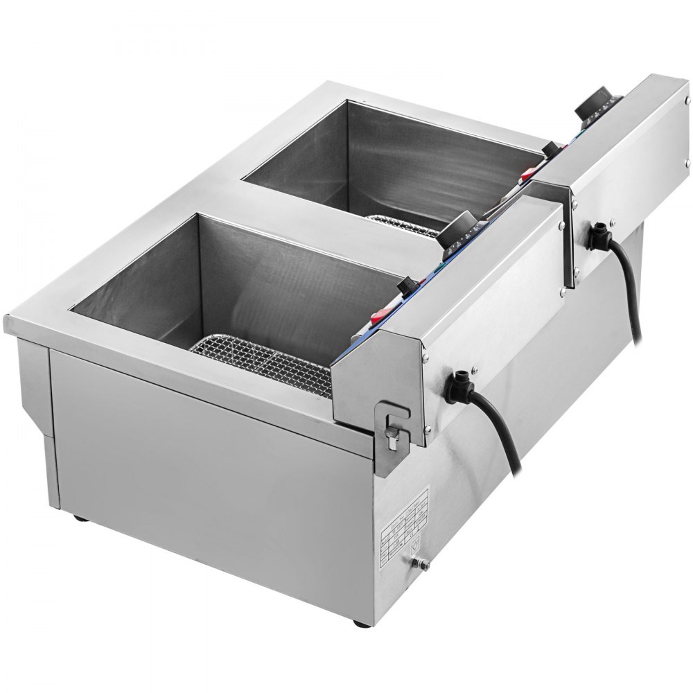 Freidora Eléctrica Profesional 6000w 10l X 2 Con Temporizador Acero Inoxidable