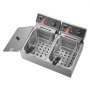 VEVOR Freidora de Patatas Eléctrica 5000 W Doble Tanque de Acero Inoxidable Grado Alimenticio con Control de Temperatura Ajustable Freidora de Doble Chip Fácil de Limpiar con Cesta Doble y Tapa