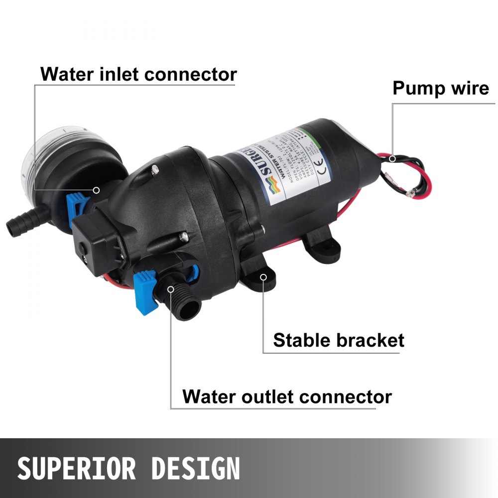 Bomba de agua FL-703 Bomba de diafragma 12V Bomba de diafragma Bomba de agua de alta presión 10L / min 8 LPM