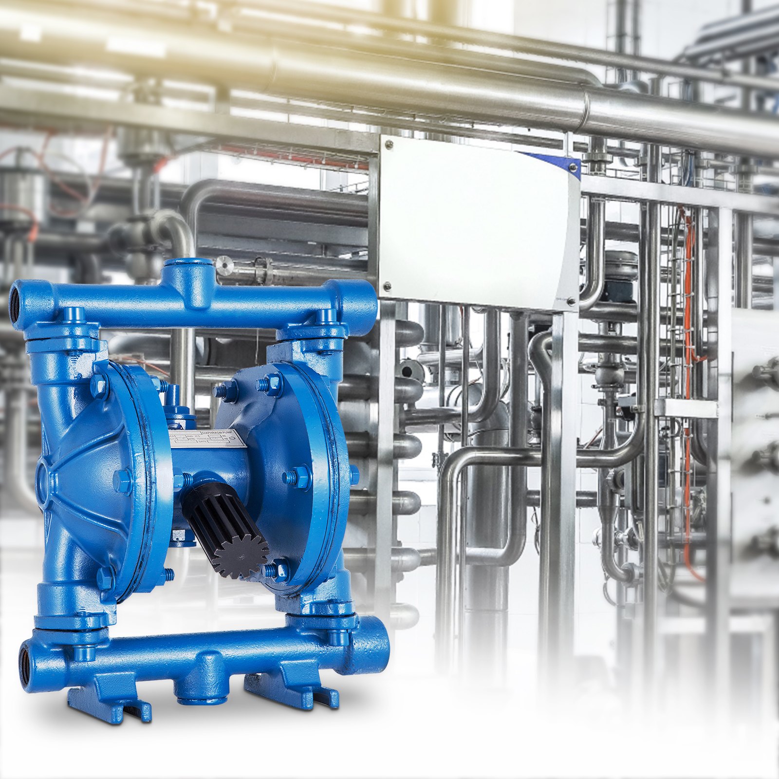 VEVOR Bomba neumática de doble diafragma entrada y salida de 1/2" Hierro fundido 11.4L/min(3GPM) 120 PSI Bomba neumática de transferencia de diafragma de nitrilo para petróleo, diesel, aceite